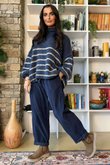 Big Softie Stripe Funnel Grunge Knit Denim 